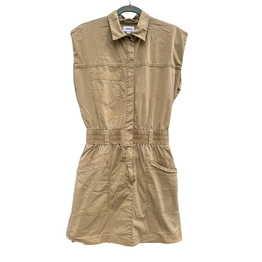 PISTOLA Women's Rosie Khaki Sleeveless Mini Dress Size Medium - Picture 7 of 12